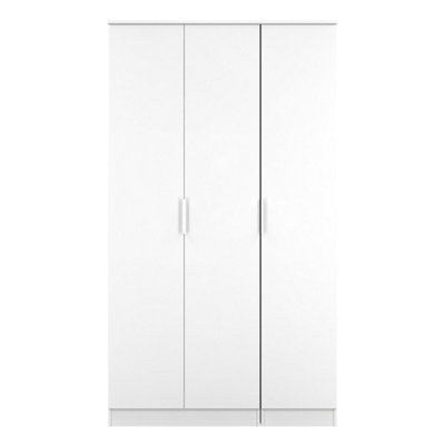 Dover Tall Triple Plain Wardrobe In White Gloss & White Matt (Ready Assembled) from B&Q