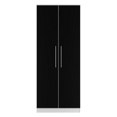  - Gloucester Double Wardrobe In Black Gloss & White Matt (Ready Assembled)