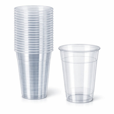 Hero Disposable Pint Cups 50 Pack Clear Polypropylene Plastic Glasses Tumblers With Pint LineRecyclable Cold Drink Cups