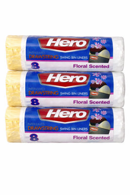 Hero Swing Scented Drawstring White Bin Liners Bags 60 Litre Pack Of 24 from B&Q