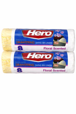 Hero Swing Scented Drawstring White Bin Liners Bags 60 Litre Pack Of 16 from B&Q