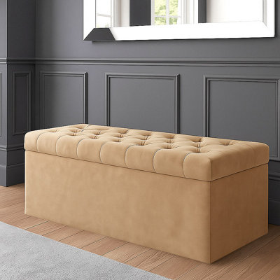  - 137Cm Sd Ottoman Storage BoxMink Velvet Upholstered Chesterfield Storage Ottoman Box