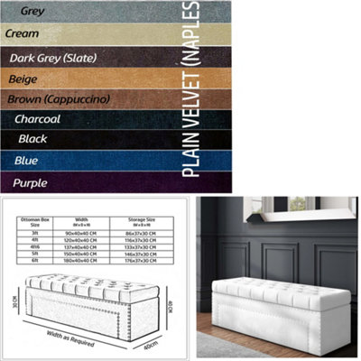  - Duke Chesterfield 90Cm Dark Grey Naples Ottoman Storage BoxUpholstered Multifunctional Blanket Box