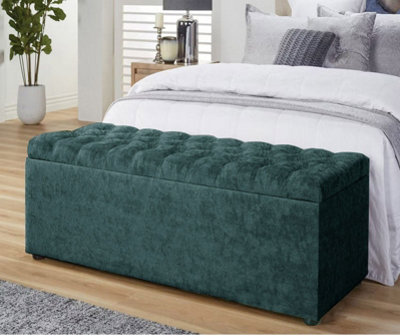  - 120Cm Chesterfield Ottoman Storage Box -Upholstered Blanket BoxCharcoal Naple Ottoman Bench