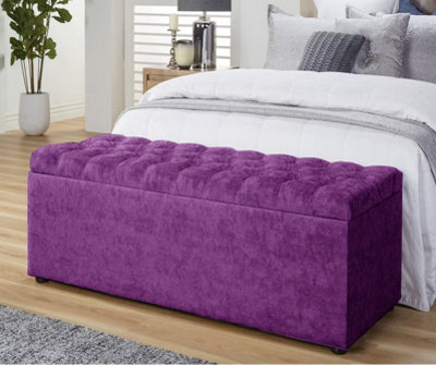  - 120Cm Chesterfield Ottoman Storage Box -Upholstered Blanket BoxPurple Naple Ottoman Bench