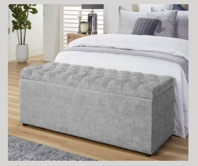  - 180Cm Chesterfield Ottoman Storage Box -Upholstered Blanket BoxGrey Naple Ottoman Bench