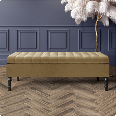  - Safar 180Cm Ottoman Storage BenchNaples Shoe BenchBrown Lined Upholstery Storage Footstool