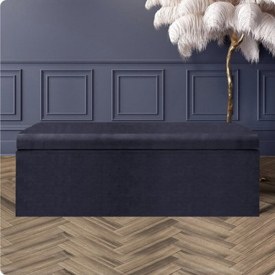  - 120Cm Large Plain Safar Storage Ottoman BoxCharcoal Naples Upholstered Deep Storage Ottoman End Of Bed Bench