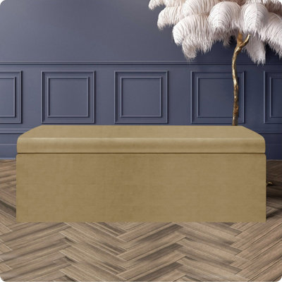  - 120Cm Large Plain Safar Storage Ottoman BoxBeige Naples Upholstered Deep Storage Ottoman End Of Bed Bench