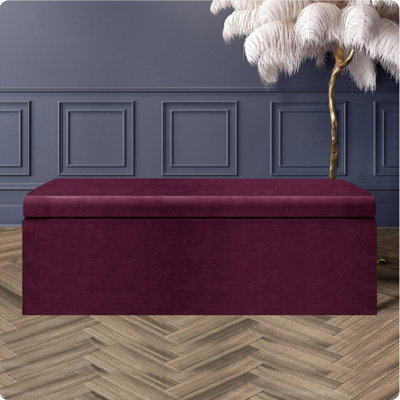  - 180Cm Large Plain Safar Storage Ottoman BoxPurple Naples Upholstered Deep Storage Ottoman End Of Bed Bench