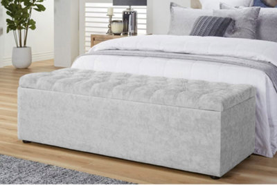  - 180Cm Chesterfield Ottoman Storage Box -Upholstered Blanket BoxSilver Naple Ottoman Bench