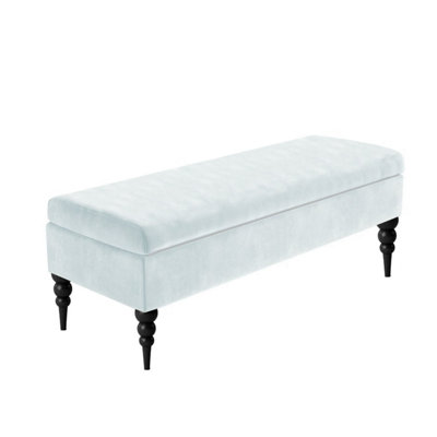  - Safar Plain 90Cm Ottoman Storage BenchPlush Velvet Shoe BenchWhite Upholstery Footstool With Storage
