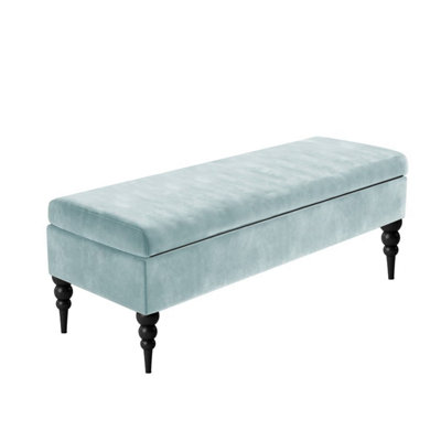  - Safar Plain 180Cm Ottoman Storage BenchPlush Velvet Shoe BenchSilver Upholstery Footstool With Storage