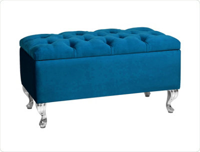  - Londona 137Cm Chesterfield Ottoman Storage BenchPlush Velvet Shoe BenchEmerald Green Upholstery Footstool With Storage