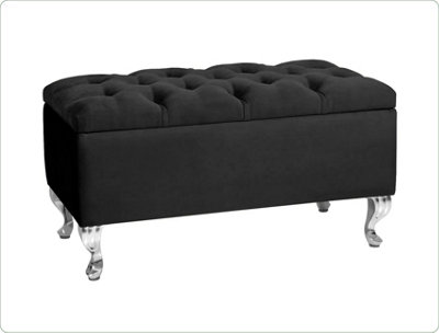  - Londona 137Cm Chesterfield Ottoman Storage BenchPlush Velvet Shoe BenchBlack Upholstery Footstool With Storage