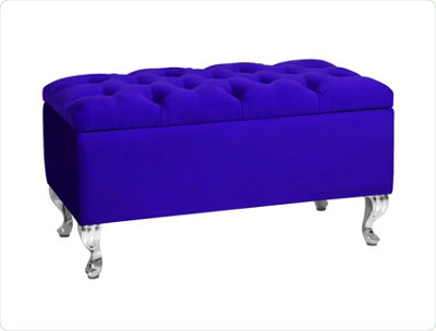  - Londona 180Cm Chesterfield Ottoman Storage BenchPlush Velvet Shoe BenchSapphire Blue Upholstery Footstool With Storage