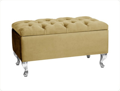  - Londona 180Cm Chesterfield Ottoman Storage BenchPlush Velvet Shoe BenchMink Upholstery Footstool With Storage
