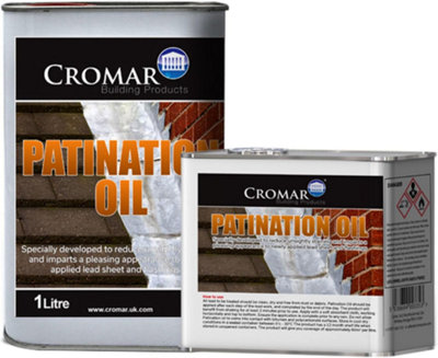 Cromar Patination Oil 1LProtective Coating For Lead Sheet & FlashingsReduces White Carbonate StainsBrownGold Liquid from B&Q