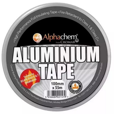 CromarAlphachem Aluminium Tape100mm X 33MHighly Adhesive Aluminium Foil TapeInsulation TapeFire & Water Resistant from B&Q