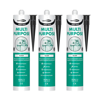 Bond It Multi-Mate High Modulus Silicone Sealant 3X Black285MlMultipurposeMould-ResistantWaterproofInterior & Exterior from B&Q