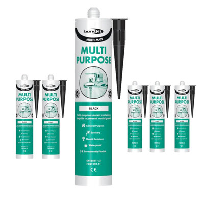 Bond It Multi-Mate High Modulus Silicone Sealant 6X Black285MlMultipurposeMould-ResistantWaterproofInterior & Exterior from B&Q