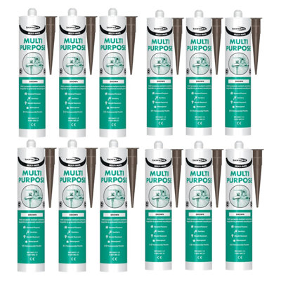 Bond It Multi-Mate High Modulus Silicone Sealant 12X Brown 285MlMultipurposeMould-ResistantWaterproofInterior & Exterior from B&Q