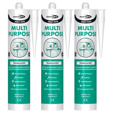 Bond It Multi-Mate High Modulus Silicone Sealant3X Translucent 285MlMultipurpose Silicone Sealant For HomeKitchensBath from B&Q
