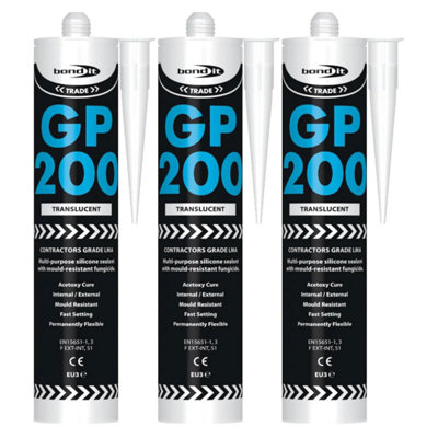 Bond It Gp200 General-Purpose Silicone Sealant3X Translucent 275MlPremium Silicone Fast-SettingMould-ResistantFlexible from B&Q