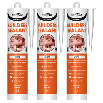 Bond It Ulti-Mate Neutral Cure Builders Silicone3X White285MlLow Modulus Silicone Sealant For JointsDoorsWindows from B&Q