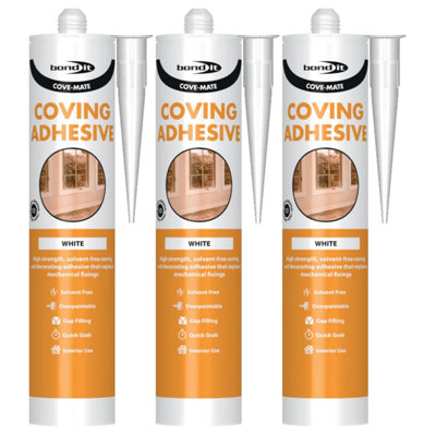 Bond It Cove-Mate Coving Adhesive3X White 285MlSolvent-FreeHigh-Strength Gap-Filling Adhesive SealantPremium Sealer from B&Q