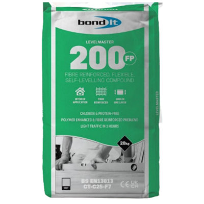 Bond It Levelmaster 200Fp Flexible Self-Levelling Floor CompoundCementitious Polymer-Modified UnderlayGrey20Kg from B&Q