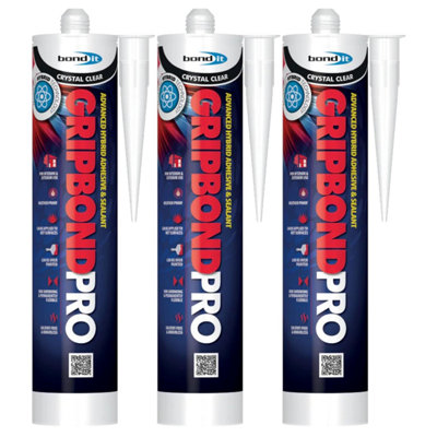 Bond It Gripbond Pro Super Strong Advanced Hybrid Adhesive & Sealant3X Clear310MlOdourlessHigh-ModulusNon-Shrinking from B&Q