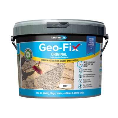 Bond It Geo-Fix Original Paving Slab Jointing Compound Tub CobblesGeo-Fix Original Joint-Fill Paving CompoundBuff14Kg from B&Q