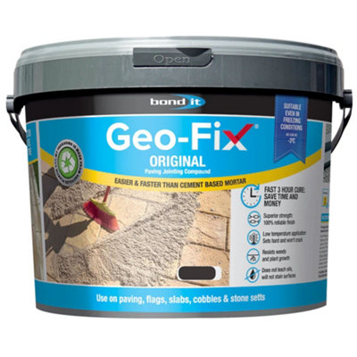 Bond It Geo-Fix Original Paving Slab Jointing Compound Tub CobblesGeo-Fix Original Joint-Fill Paving CompoundGrey14Kg from B&Q