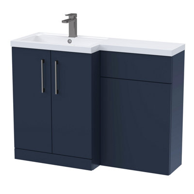 Balterley Left-Hand Bathroom Vanity And Wc Unit Combination With Basin1100mmSatin Dark Blue With Brushed Pewter Handles from B&Q