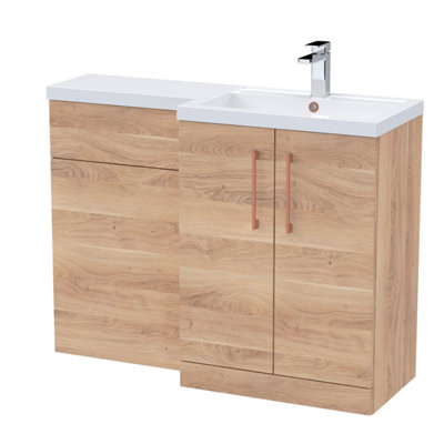 Balterley Right-Hand Bathroom Vanity And Wc Unit Combination With Basin1100mmWoodgrain Light Oak With Copper Handles from B&Q