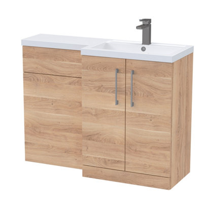 Balterley Right-Hand Bathroom Vanity And Wc Unit Combination With Basin1100mmWoodgrain Light Oak With Brushed Pewter Handles from B&Q