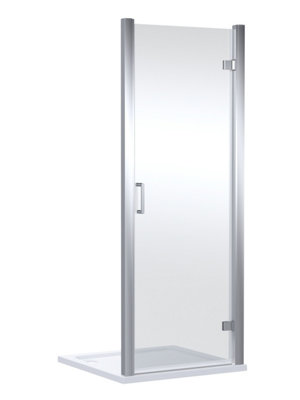 Balterley Ellenhall Contemporary 8mm Glass Reversible Hinged Shower Door800mmChrome from B&Q