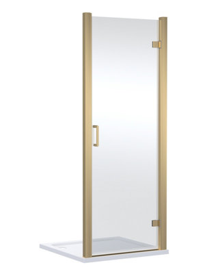 Balterley Ellenhall Contemporary 8mm Glass Reversible Hinged Shower Door900mmBrushed Brass from B&Q