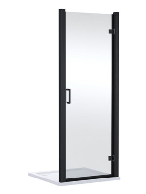 Balterley Ellenhall Contemporary 8mm Glass Reversible Hinged Shower Door900mmMatt Black from B&Q