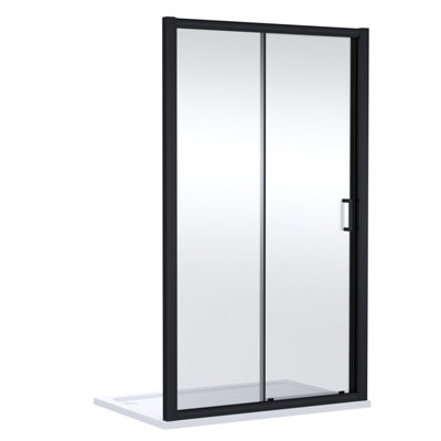 Balterley Ellenhall Contemporary 8mm Glass Sliding Reversible Sliding Shower Door1700mmMatt Black from B&Q