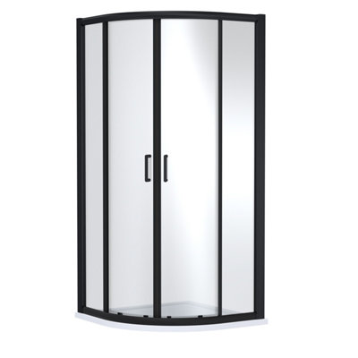 B&Q -  Ellenhall Contemporary 8mm Glass Quadrant Shower Enclosure1000 X 1000mmMatt Black