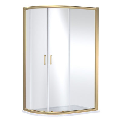 Balterley Ellenhall Contemporary 8mm Glass Offset Quadrant Shower Enclosure1200 X 800mmBrushed Brass from B&Q