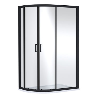 B&Q -  Ellenhall Contemporary 8mm Glass Offset Quadrant Shower Enclosure1200 X 800mmMatt Black