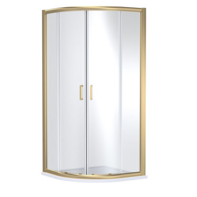 B&Q -  Ellenhall Contemporary 8mm Glass Quadrant Shower Enclosure900 X 900mmBrushed Brass
