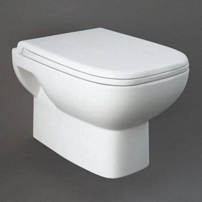 RAK Ceramics Rak Origin Back To Wall Toilet Wh Pan With Deluxe Urea Seat White (Pan Only) from B&Q