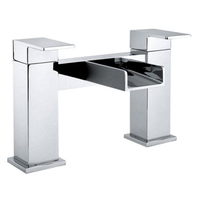 Balterley Modern Bathroom Deck Mounted Square Waterfall Spout Bath Filler TapChrome from B&Q