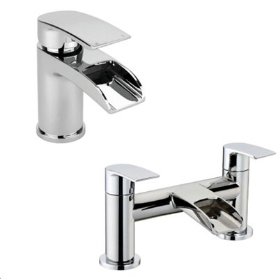 Balterley Mono Waterfall Basin Mixer Tap & Bath Filler SetChrome from B&Q