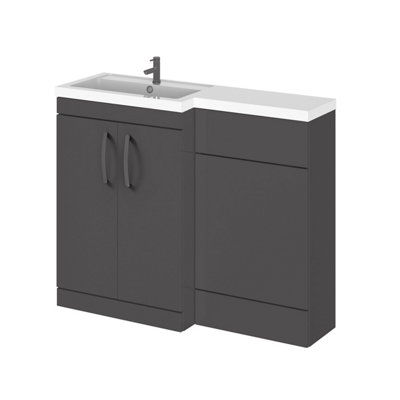 Balterley Left-Hand Bathroom Vanity And Wc Unit Combination With Basin1100mmGloss Grey With Brushed Pewter Handles from B&Q