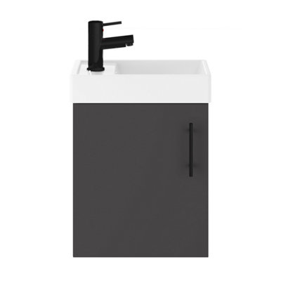 Balterley 400 1 Door Wh UnitBasin & M/blk Handle from B&Q